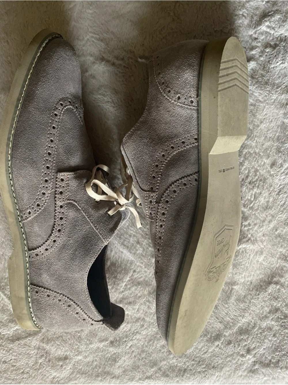 Florsheim Gray Suede Wingtip Derby Shoes 12.5 M